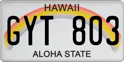 HI license plate GYT803