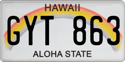 HI license plate GYT863