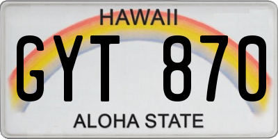 HI license plate GYT870