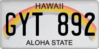 HI license plate GYT892