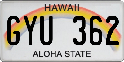 HI license plate GYU362