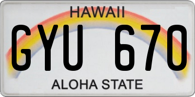 HI license plate GYU670