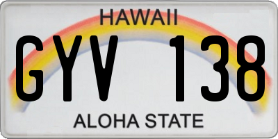 HI license plate GYV138