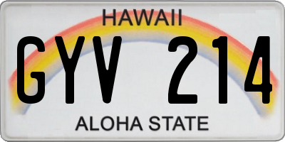 HI license plate GYV214