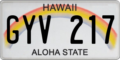 HI license plate GYV217