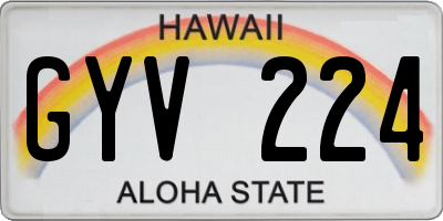 HI license plate GYV224