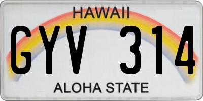 HI license plate GYV314