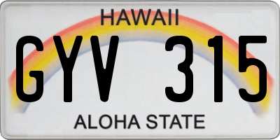 HI license plate GYV315