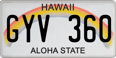 HI license plate GYV360