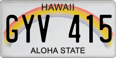 HI license plate GYV415