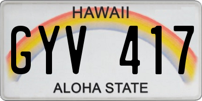 HI license plate GYV417
