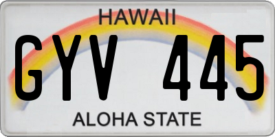 HI license plate GYV445