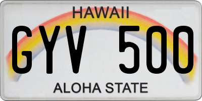 HI license plate GYV500