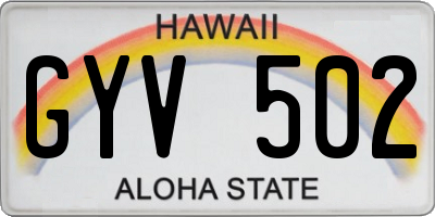 HI license plate GYV502