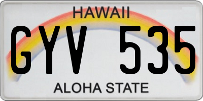 HI license plate GYV535