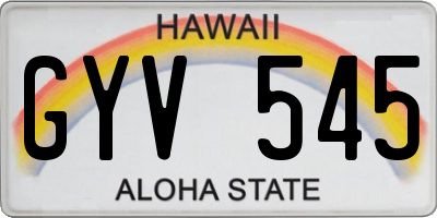 HI license plate GYV545
