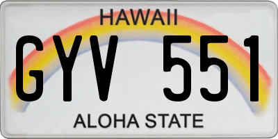 HI license plate GYV551