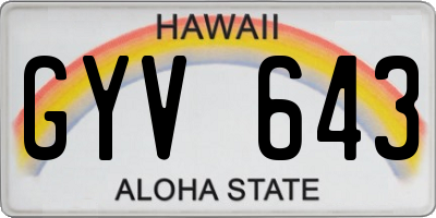 HI license plate GYV643