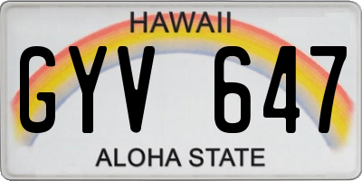 HI license plate GYV647