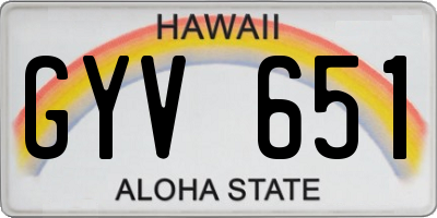 HI license plate GYV651