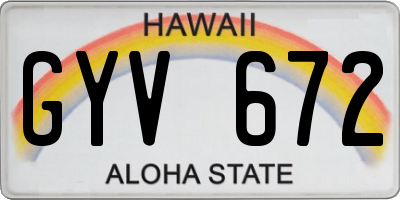 HI license plate GYV672