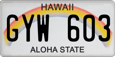 HI license plate GYW603