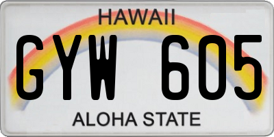 HI license plate GYW605