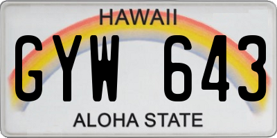 HI license plate GYW643