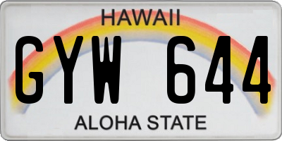 HI license plate GYW644