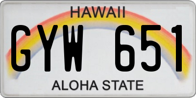 HI license plate GYW651