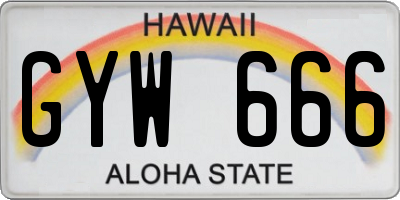 HI license plate GYW666