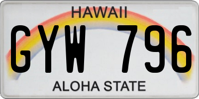 HI license plate GYW796