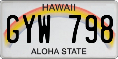 HI license plate GYW798
