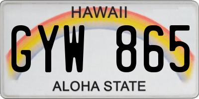 HI license plate GYW865