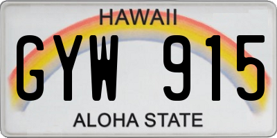 HI license plate GYW915
