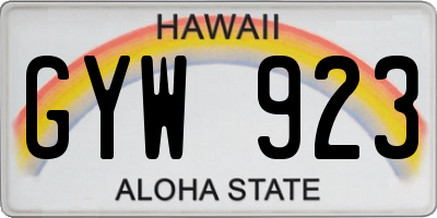 HI license plate GYW923
