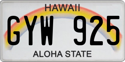 HI license plate GYW925