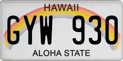 HI license plate GYW930