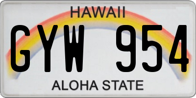 HI license plate GYW954