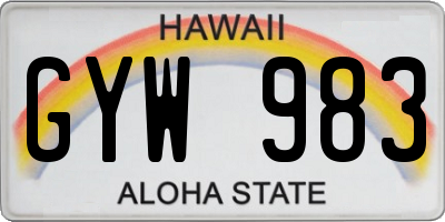 HI license plate GYW983