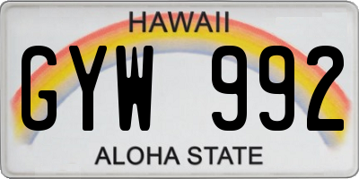 HI license plate GYW992