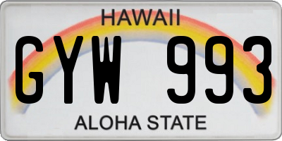 HI license plate GYW993