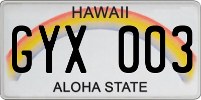 HI license plate GYX003
