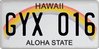 HI license plate GYX016