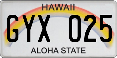 HI license plate GYX025