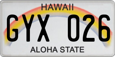 HI license plate GYX026