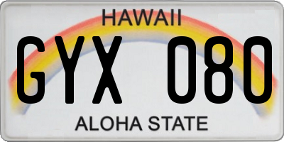 HI license plate GYX080
