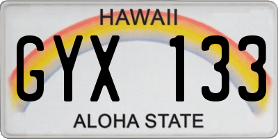 HI license plate GYX133