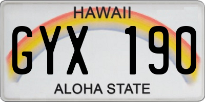 HI license plate GYX190