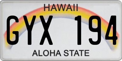 HI license plate GYX194